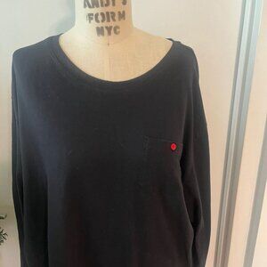 Zimmerli of Switzerland Mens Black Long Sleeve T-shirt Red Button Pocket Size XL